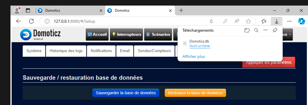 Transférer Domoticz vers un Nouveau PC Windows : Guide Complet 1 base de donnée domoticz